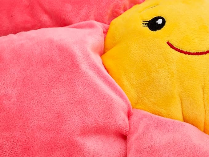 Flourish Pets 3 in 1 Multi-Layer Chew Toy for Active Dogs | Non-Toxic BPA Free Double Stitched Soft Fabric Exterior Dog Toys | Long-Lasting Dog Plush Toys - Large Pink Poppy 17"