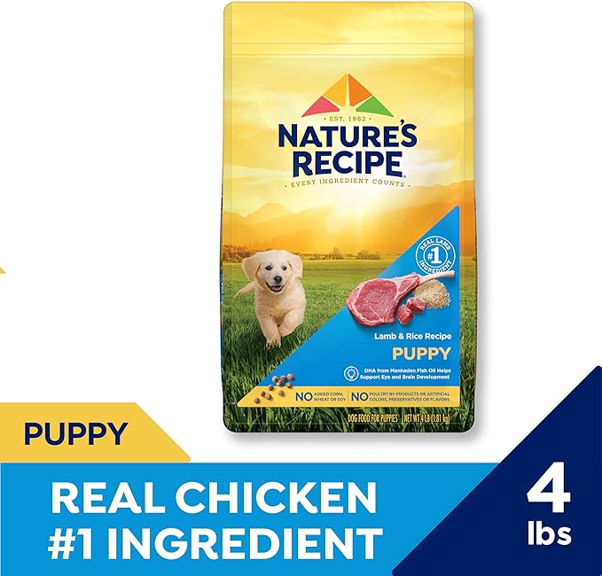 Nature's Recipe Grain Free Puppy Dry Dog Food, Chicken, Sweet Potato & Pumpkin Recipe, 4 lb. Bag