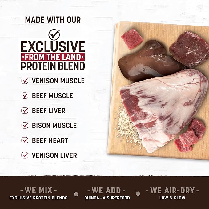 Earth Animal Wisdom Air-Dried Jerky from The Land Recipe | Dog Treats | Dog Snacks | Premium Natural Red Meat Jerky Strips | 4 oz | Made in The USA (Pack of 3)