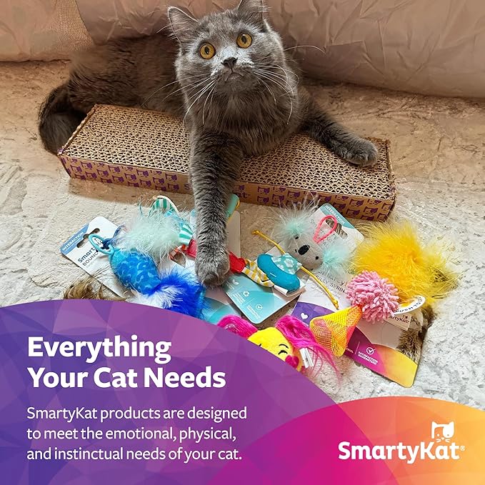 SmartyKat Hidden Hijinks Toy for Indoor Cats & Kittens, Electronic Interactive Motion Toy, Featuring Teaser Wand, Plus Replaceable Batteries Included