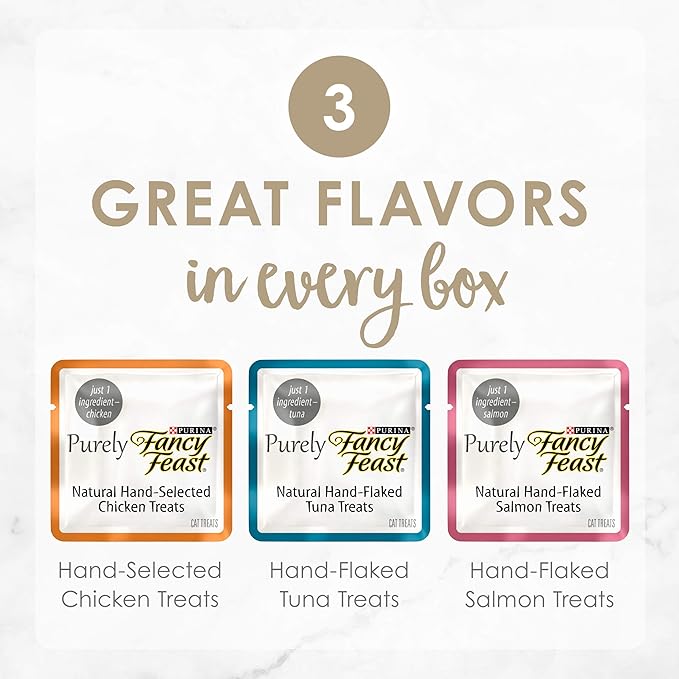 Purina Fancy Feast Natural Cat Treats Variety Pack, Purely Natural - (Pack of 5) 10 ct. Pouches