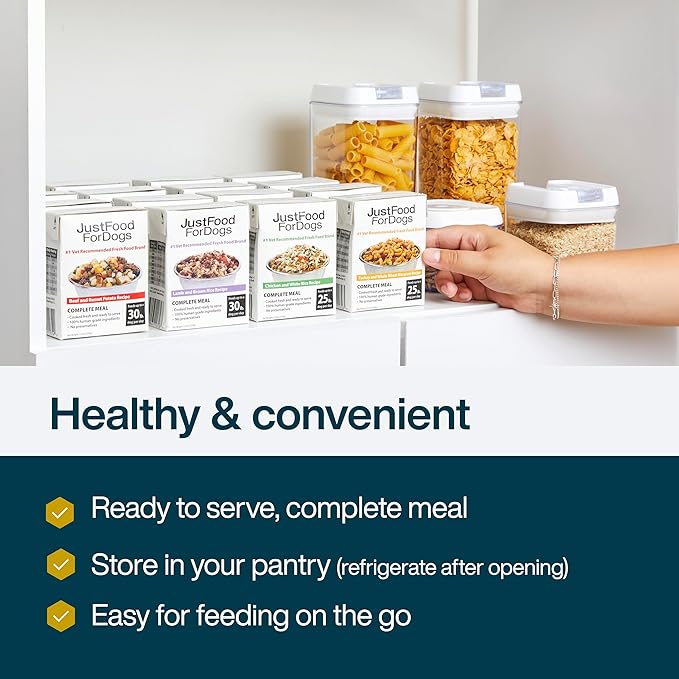 JustFoodForDogs Pantry Fresh Wet Dog Food, Complete Meal or Dog Food Topper, Lamb & Brown Rice Human Grade Dog Food Recipe - 12.5 oz (Pack of 6)