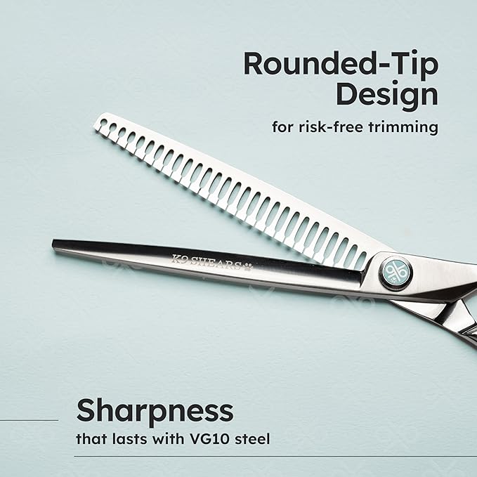 8" Dog Grooming Thinning Scissors – European Style Fast Hair Release, Handcrafted, Ergonomic, VG10 Stainless Steel for Sharper, Tougher, Better Edge Retention, Thinning Rate 60-70%
