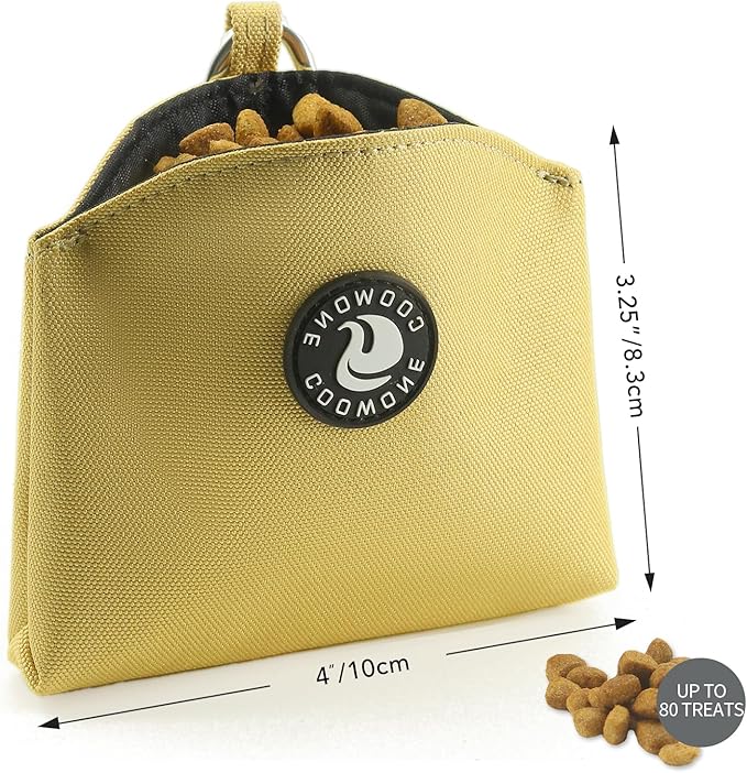 COOWONE Dog Treat Pouch Magnetic Closure Small Dog Training Treat Pouch Pocket Sized Small Dog Treat Pouch with Clip (Khaki)