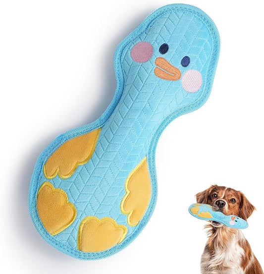 Nocciola Duck Squeaky Dog Toy, New 2025 Indestructible Dog Toy for Aggressive Chewers, Stuffed Toy with Two Tough Layers, Soft Minky Plush for Comfort and Chewing, Blue