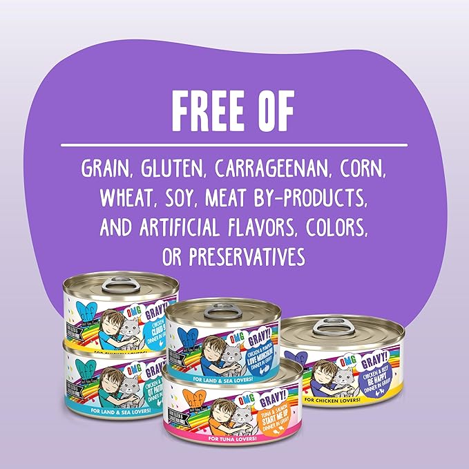 B.F.F. OMG - Best Feline Friend Oh My Gravy!, Tuna & Beef Belly Rubs with Tuna & Beef, 2.8oz Can (Pack of 12)