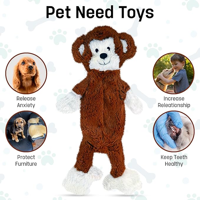 FGA MARKETPLACE Bundle of 5 Flat NO Stuffing NO Squeak Plush Dog Toys, Funny Style Will Entertain Your Pet for Hours, Recommended for Small and Medium Dog 21 INCH Long
