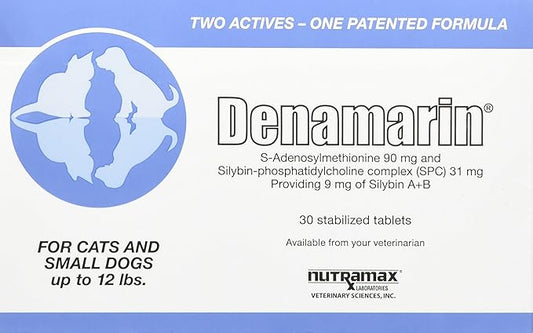Nutramax Laboratories Denamarin Liver Health Supplement for Small Dogs and Cats - With S-Adenosylmethionine (SAMe) and Silybin, 30 Tablets