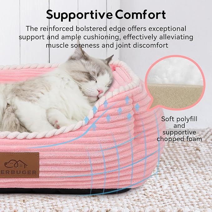 Orthopedic Dog Bed for Medium Dogs,Dog Sofa Beds Supportive Foam Pet Couch Bed with Removable Washable Mat and Nonskid Bottom (Medium, Pink)