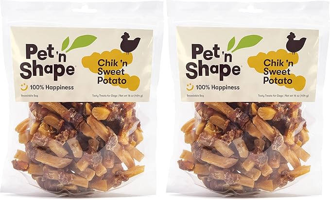 Pet 'n Shape Sweet Potato Chews Jerky Dog Treats - 1 Pound (Pack of 2)