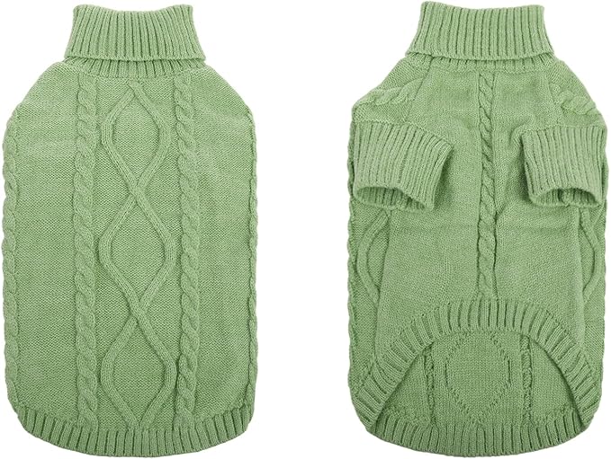 Queenmore XXL Dog Sweaters,Large Dog Sweater for Pitbull Doberman,Warm Turtleneck Knitted Big Pet Sweater for Male Femal Dogs,Extra Large Size Dogs Winter Clothes (Green,2XL)