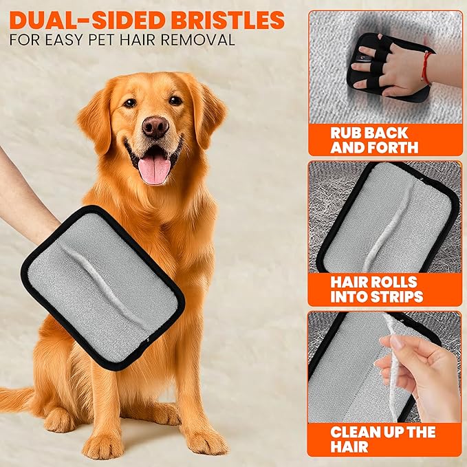 CALMZY Pet Hair Removal Glove, Reusable Cat Dog Electrostatic Fur Remover Grooming Glove Tool, Magic Brush Cat & Dog Hair Remover for Couch, Furniture, Carpet, Car Seat & Clothing