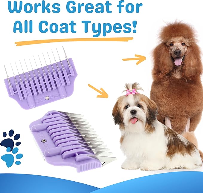 6MM 1/4" Cut Wide Clipper Guard Attachment for A5 Type Blade |Stainless Steel Blade for Professional Groomers and Stylist | Snap-On/Off Design