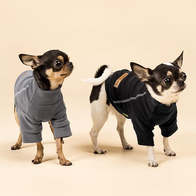 Fitwarm 3 Pack Classic Fleece Dog Sweater, Dog Winter Clothes for Small Dogs Boy Girl, Pet Pullover Jumper, Cat Apparel, Black, Grey, White, Large