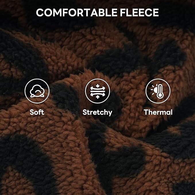 PUMYPOREITY Winter Warm Cat Sweater - Super Soft & Elastic Knit with Plush Fleece, Easy-On Design with Ribbed Neck & Cuffs, Stretchy Cat Outfit for Indoor/Outdoor Use,Brown, L