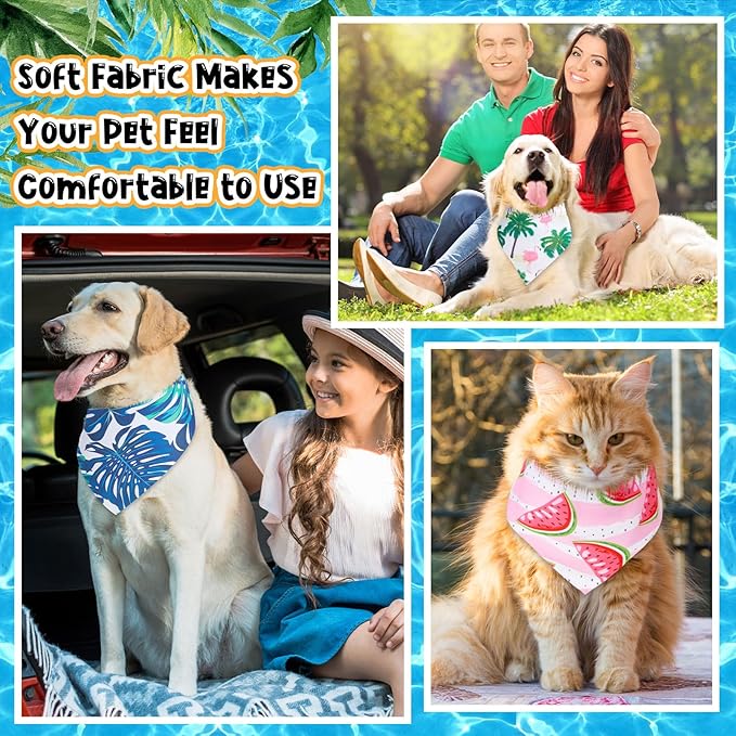 Reginary 72 Pack Summer Bandanas - Triangle Scarf Bibs for Dogs - Adjustable Dog Bandana for Pet Costume Accessories (Classic)