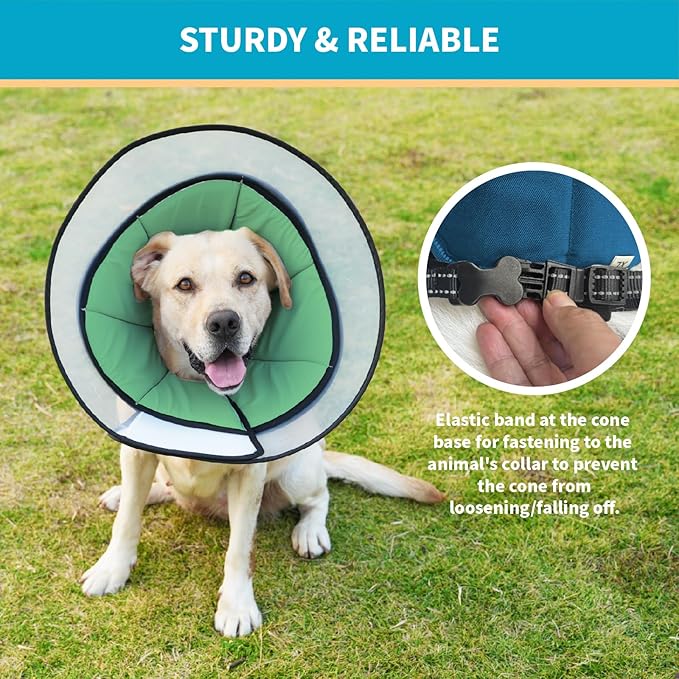 Pet Dog Cone Collar to Stop Licking, Soft Comfy Cones for Large Medium Small Dogs After Surgery, Cone of Shame for Dogs Head Neck Elizabethan Collar-Avocado Green-M