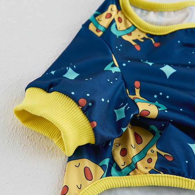 Dog Pajamas Onesie for Small & Medium Dogs - Polyester, Cozy, Wrinkle-Resistant Four-Legged Apparel (Blue Black, X-Large)