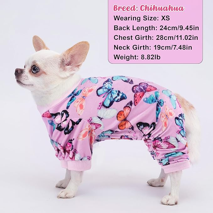 Dog Pajamas Soft Lightweight Dog Onesies Outfit Clothes for Small Medium Large Puppy Pjs for Pet Boys Girls Dogs Cats (L (Back: 14",Chest: 18", Neck: 10.6"), Butterfly)