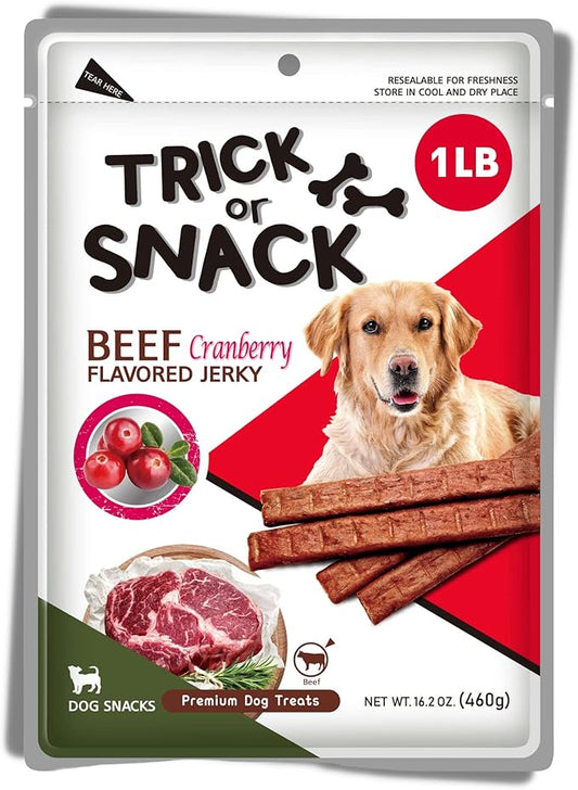Premium 1lb Dog Jerky Treats | Dog Training | Dog Walking | Natural Grillers | Healthy Smoked Beef Chicken Salmon Chews Snacks Beef Cranberry Jerky