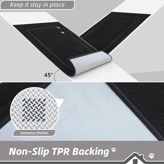 BEQHAUSE Dog Door Mat for Muddy Paws 36"x60" Dirt Trapper Absorbent Doormat Non Slip Entryway Rugs Washable Stain Resistant Welcome Floor Mat Soft Low-Profile for Front Back Door, Black