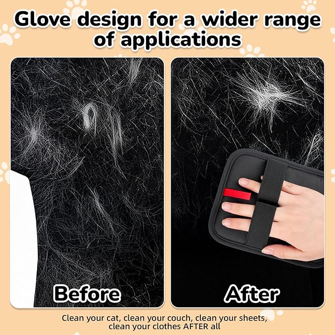 2Pcs Pet Hair Remover, electrostatic pet Hair Removal Gloves, cat and Dog pet Hair Removal Tools, Suitable for Bed Sheets, Blankets, Clothes, Sofas, Multi-Functional Beauty Gloves