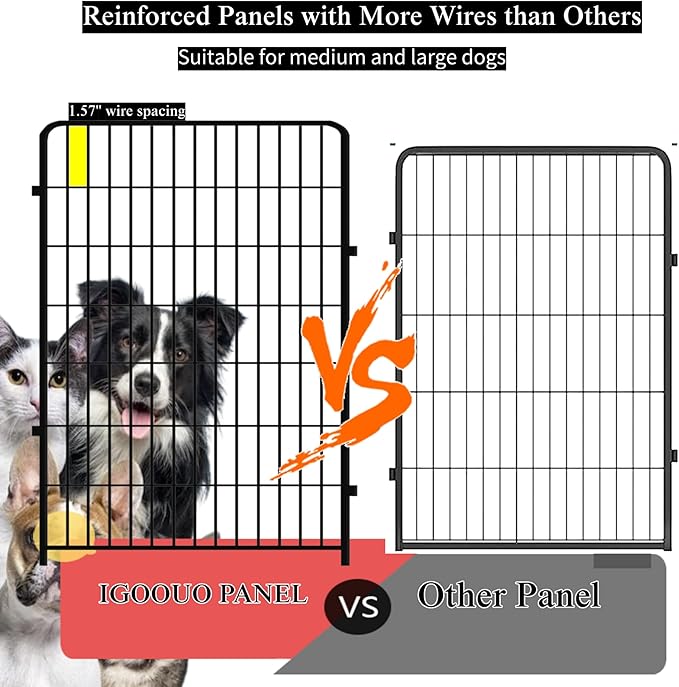 Dog Playpen Outdoor for Medium/Large Dogs 36'' High,4 Add-on Heavy Duty Dog Playpen Panels with Rustproof and Sturdy Stakes, 3ft Dog Fence for RV Camping