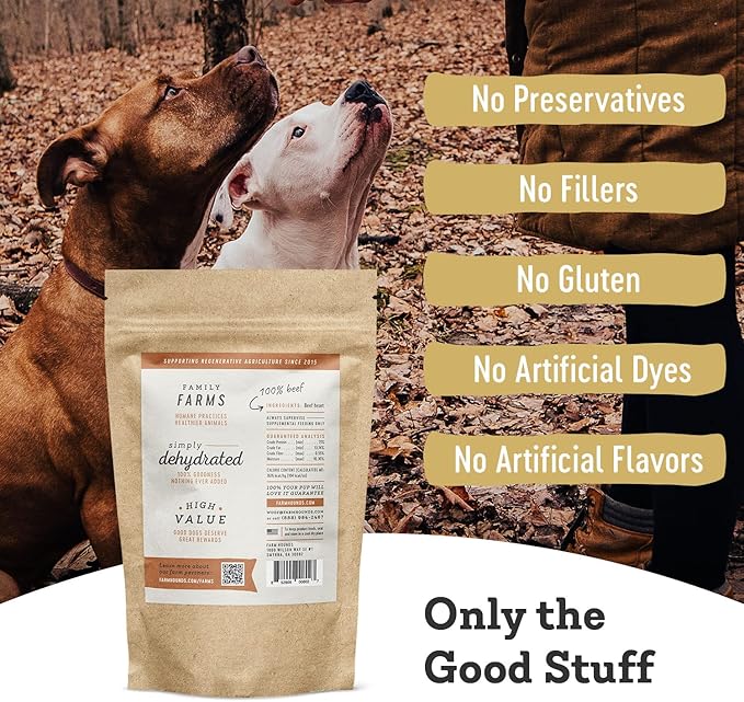 Farm Hounds - Beef Heart - Premium Natural Beef Heart Jerky For Dogs - Made From 100% Humanely Raised Cattle - Organ Treats - Great For Training & Treats - No Added Fillers - Made in USA - 4oz -1 Pack