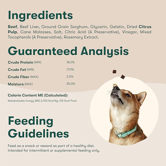 Jinx Beef Bites Jerky Dog Treats – Soft & Chewy, All Natural Dog Jerky Treats with Grass-Fed Beef - Pet Products for All Dogs (Puppies, Adults & Seniors) - 5oz