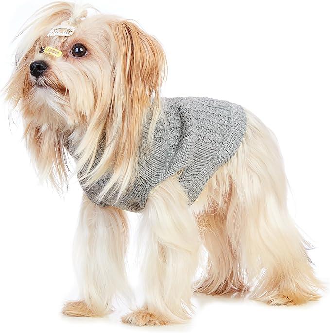 Stretchy Cat Sweater - 17 Colors & 6 Sizes | Snug Winter-Ready Knit for Boy/Girl Cats & Kittens (Grey, Small)