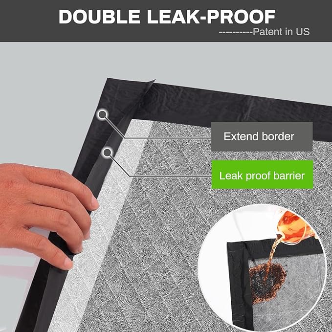 Charcoal Puppy Pads 28x34 Inches Extra Large Dog Pee Pads Odor-Control & Leak-Proof Disposable Pet Training Black New Edge-Wrapping Thicken Potty Pad for Dogs, Cats, Rabbits (30 Pieces)