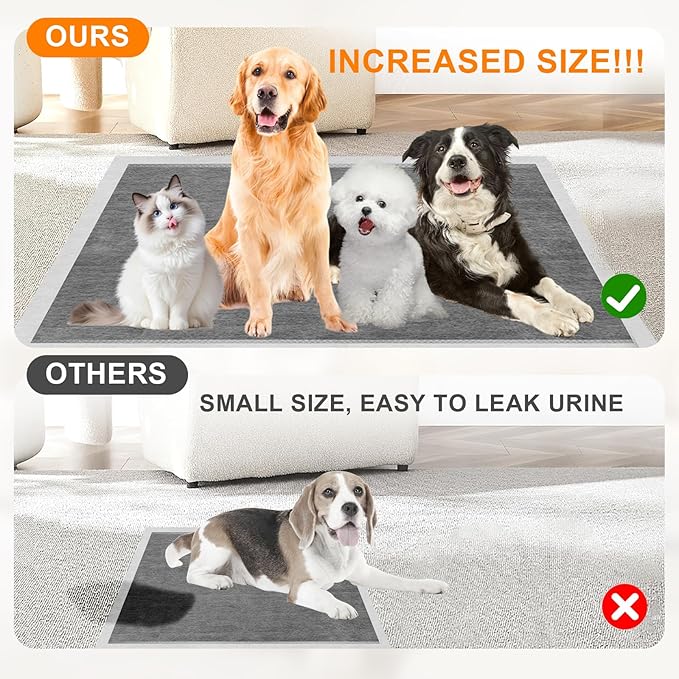 Charcoal Puppy Pads 36"×51", Ultra-Large Carbon Pee Pads for Dogs, Odor-Control Puppy Pads, 6-Layer Dog Training Pads, Ultra-Absorbent & Quick-Dry Black Puppy Pads 40 Count
