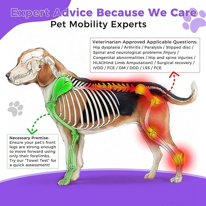 Dog Wheelchair for Back Legs - Lightweight Aluminum Alloy Dog Wheelchair, Upgraded All-Terrain Tires for Med Dogs, 35-48.5 lbs(M)