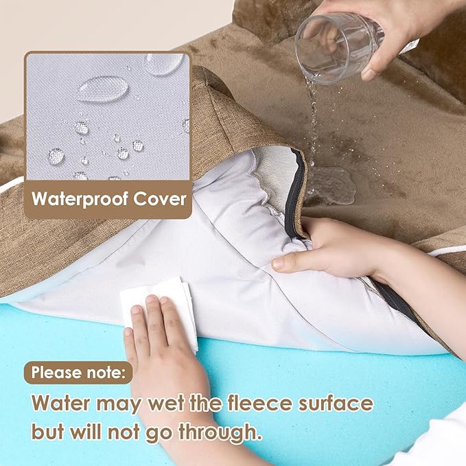 EHEYCIGA Orthopedic Dog Beds for Extra Large Dogs, Waterproof Memory Foam XL Pet Bed with Sides, Non-Slip Bottom and Egg-Crate Foam Big Dog Couch Bed with Washable Removable Cover, Beige