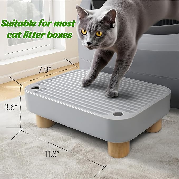 Cat Litter Box Step with Wooden Top – Removable, Waterproof & Non-Slip Litter Box, Easy Clean Pet Supplies for Cats & Kittens