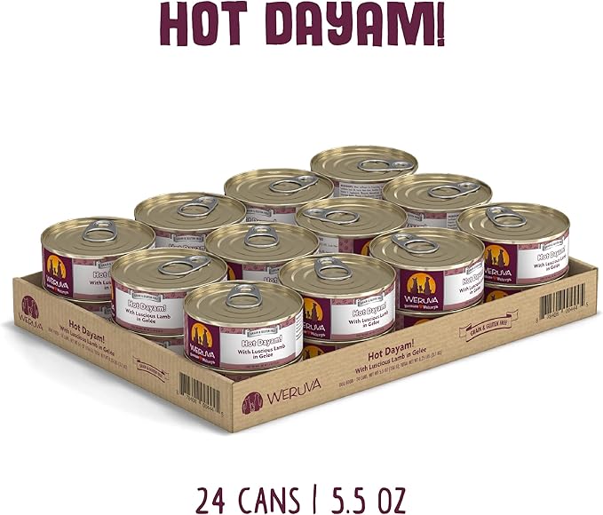 Weruva Classic Dog Food, Hot Dayam! with Lamb in Gelée, 5.5oz Can (Pack of 24)