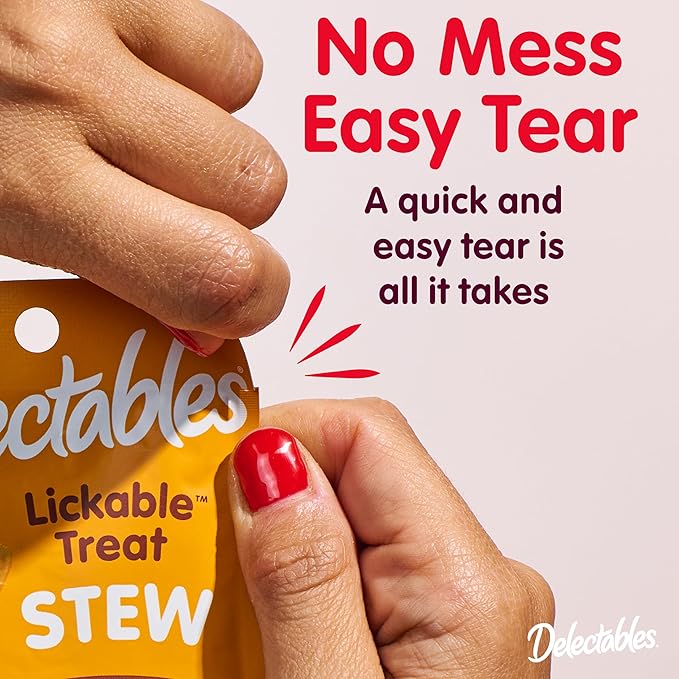 New! Delectables Lickable Treat Gravy Variety Wet Cat Treat & Food Topper, Food Topper, Hydrating, Grain-Free, No Fillers, No by-Products, No Added Preservatives, 1.4oz Pouch, 30 Pack