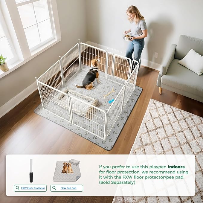 FXW Rollick Unleashed Dog Playpen for Indoor, Yard, RV Camping, 32 inch 8 Panels for Small and Medium Dogs, White│Patented