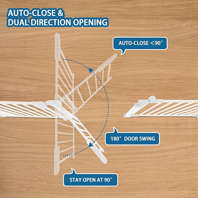 BalanceFrom Easy Walk-Thru Safety Gate for Doorways and Stairways with Auto-Close/Hold-Open Features, 29-Inch Tall, 205-Inch Wide, White