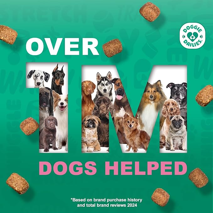 Doggie Dailies Skin & Coat Supplement Support, Salmon Oil for Dogs Skin and Coat with Collagen, Omega 3, Krill Oil, Biotin, & Coconut Oil for Dogs (Salmon) 225 Soft Chews