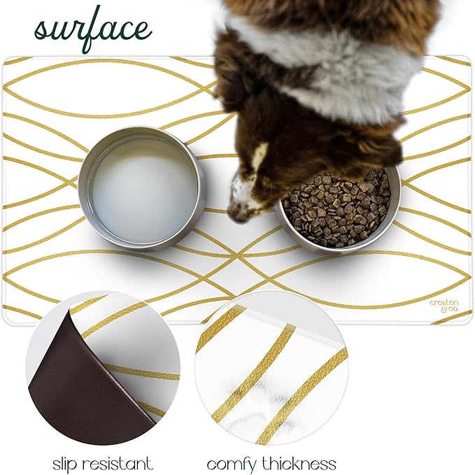 Large Dog Food Mat, Waterproof Pet Bowl Mat for Food and Water, Durable Nonslip, 16.5" x 28"