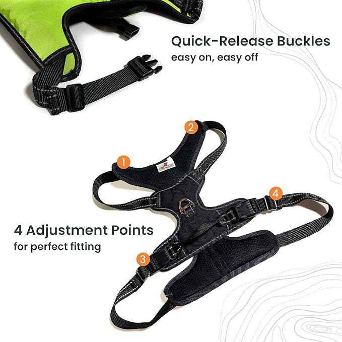 4Knines No Pull Dog Harness for XL Dogs – Adjustable Reflective Harness with Front & Back Leash Clips – Padded for Comfort – Durable, Easy Control for Walks & Training (Black)
