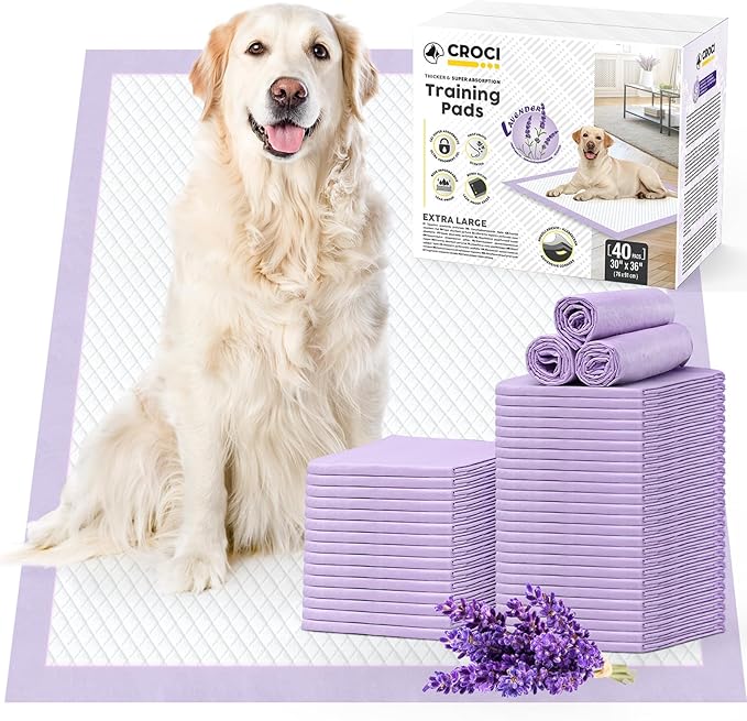 CROCI Dog Pads Extra Large 30x36in, Puppy Pads with Adhesive Tabs Super Absorbent Up to 10 Cups, Disposable (40 Counts)