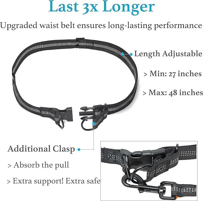 iYoShop Retractable Hands Free Dog Leash - Dual Handle Bungee Waist Leash for Small, Medium and Large Dogs (Medium/Large, 25-150 lbs, Pink)