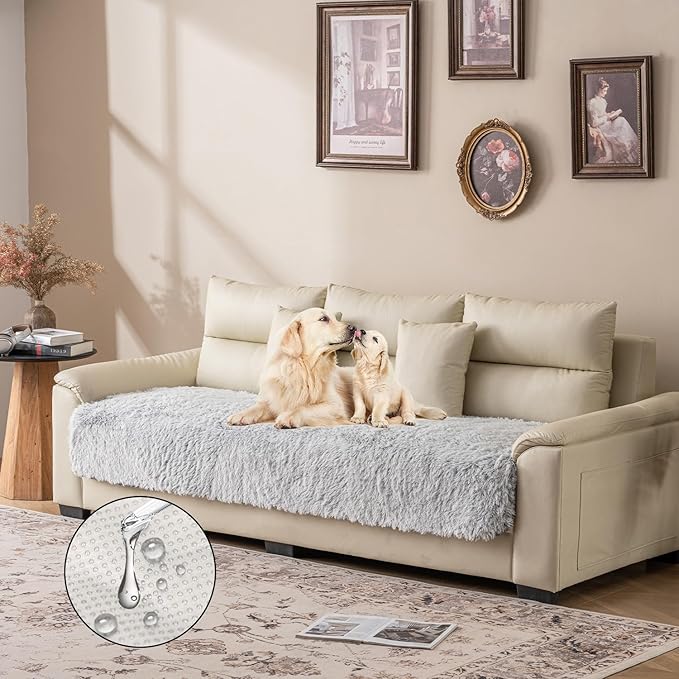 Dogs/Cats Bed Mats, Dog Pad Washable Removable Couch Cover with Anti-Slip Back, Plush Long Fur Mat, Perfect for Small, Medium and Large Dogs.(Magic Gray, 30"x80")