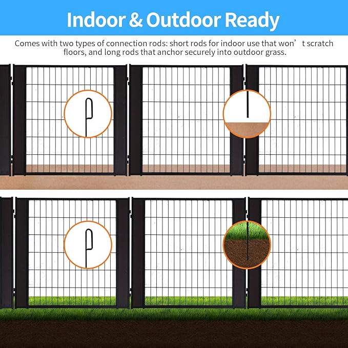 Heavy Duty Dog Playpen 35.4 Inch Height - Indoor Outdoor Pet Fence Enclosure for Medium and Small Dogs - Foldable Puppy Exercise Pen for Indoor and RV Camping or Yard (6 Panels, 35.4" H (Black))