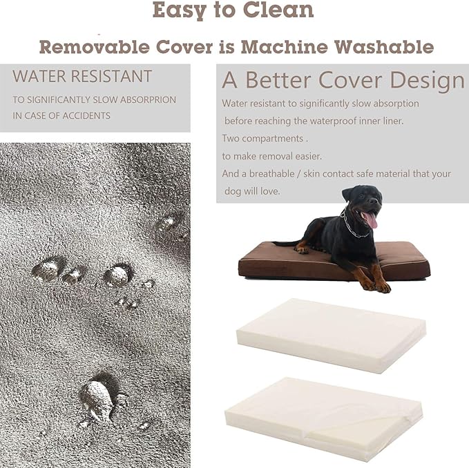 LaiFug Orthopedic Memory Foam Pet(46"x 28"x 4",Slate Grey)/Dog Bed with Durable WaterProof Liner and Removable Washable Cover