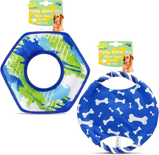 Dog Frisbee Toy Set – 2 Pack Floating & Rope Flying Discs for Dogs | Durable, Water-Resistant, Interactive Training Toys for Small & Medium Dogs, Outdoor Fetch & Tug Games