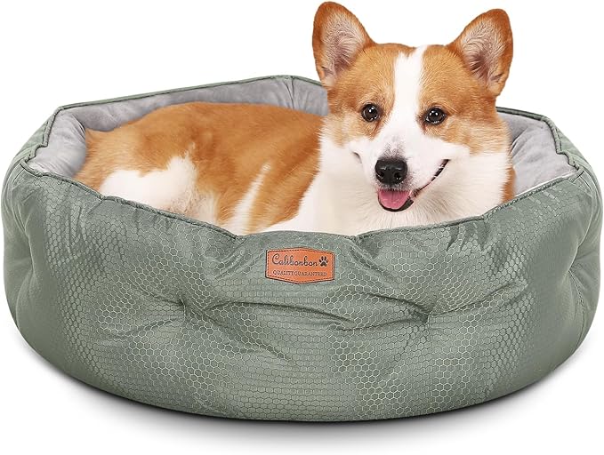 Dual-Sided Pet Bed for Medium Dogs & Large Cats, Reversible Dog Bed with Warm Plush & Cool Oxford Fabric, Ultra-Comfort Supportive Washable Cat Bed, Non-Slip Bottom, Grey 25x25 Inch