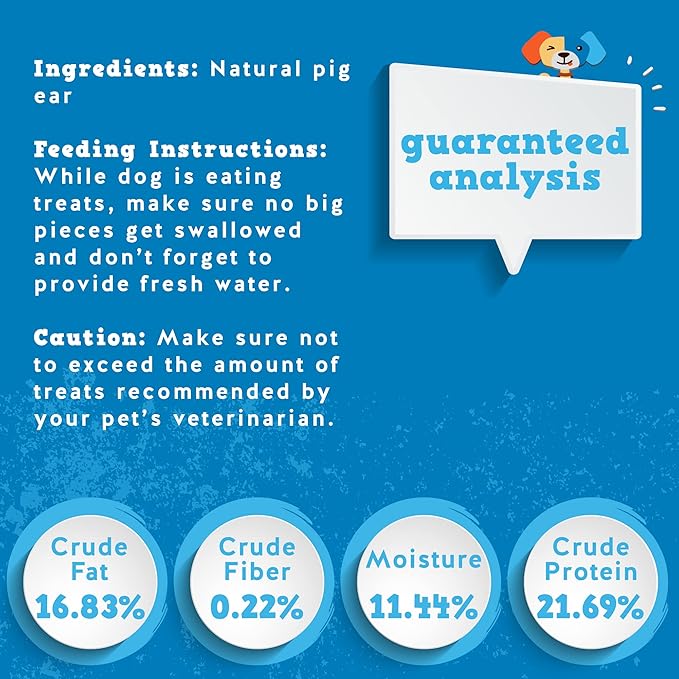 Jack&Pup Natural Half Pig Ears for Dogs Large, Pigs Ears for Dogs - Premium Dog Ear Treat - Dog Chew Treats for Large and Small Breeds (18 Pack)